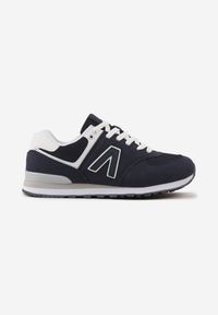 Renee - Granatowe Sneakersy Ozdobione Geometrycznym Motywem Rilenessa. Okazja: na co dzień. Kolor: niebieski. Materiał: jeans. Wzór: aplikacja, geometria #3