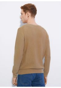 Ochnik - Brązowy sweter męski z guzikami. Okazja: na co dzień. Kolor: brązowy. Materiał: bawełna. Długość: długie. Styl: casual
