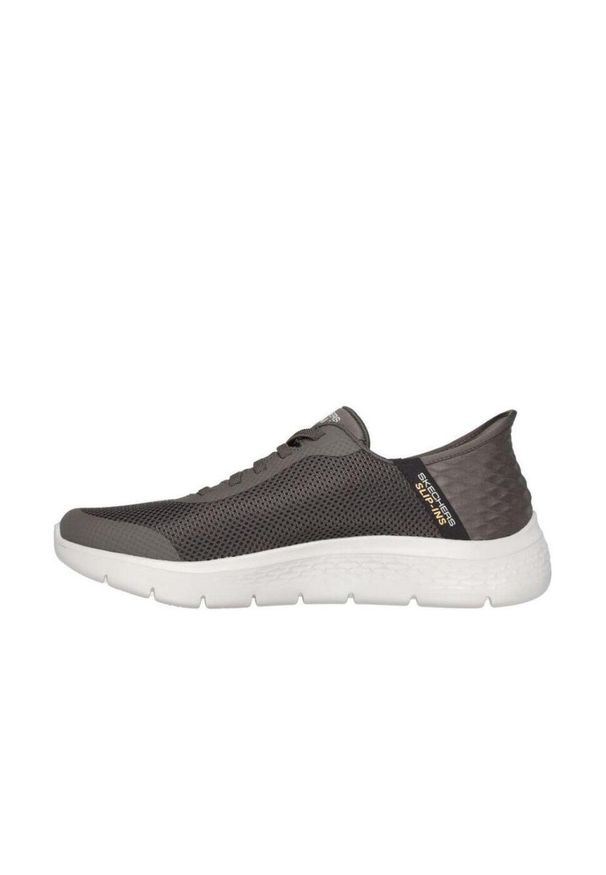 skechers - Buty sportowe Sneakersy męskie, Slip-Ins: Go Walk Flex - Hands Up. Kolor: biały, wielokolorowy, brązowy. Materiał: tkanina. Sport: turystyka piesza