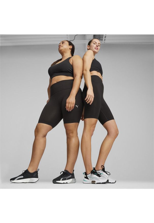 Puma - DAMSKIE, ROWEROWE SPODENKI BEZSZWOWE Z WYSOKIM STANEM SHAPELUXE PUMA Black. Stan: podwyższony. Kolor: czarny. Sport: taniec, joga i pilates