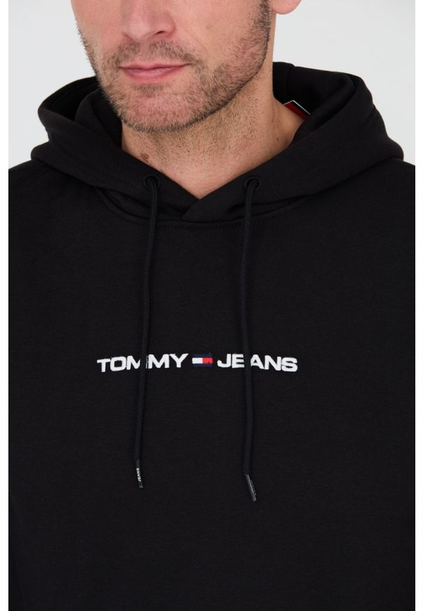 Tommy Jeans - TOMMY JEANS Czarna męska bluza z kapturem, Rozmiar S. Typ kołnierza: kaptur. Kolor: czarny
