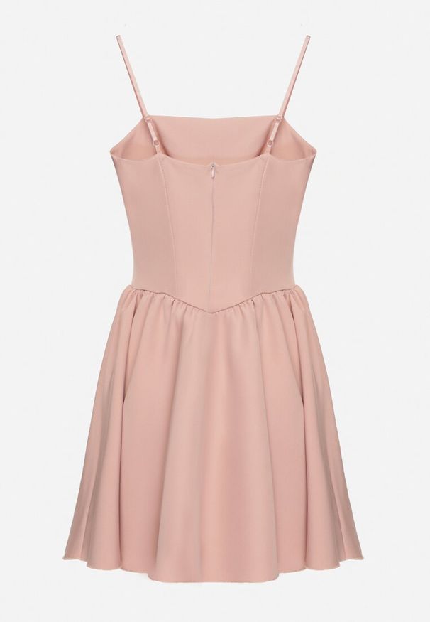 Born2be - Różowa Gorsetowa Sukienka z Rozkloszowanym Dołem Lealetia. Typ kołnierza: dekolt gorset. Kolor: różowy. Długość rękawa: na ramiączkach. Typ sukienki: gorsetowe