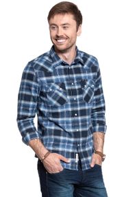 Lee - KOSZULA LEE RIDER SHIRT NAVY L851DN35. Materiał: materiał. Styl: klasyczny