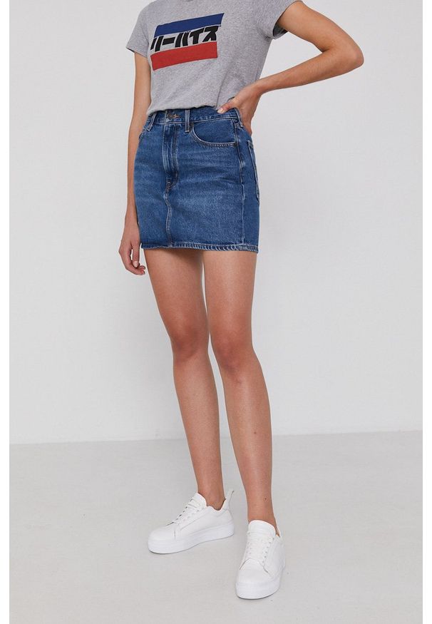 Levi's® - Levi's - Spódnica jeansowa. Okazja: na co dzień, na spotkanie biznesowe. Kolor: niebieski. Materiał: jeans. Styl: biznesowy, casual