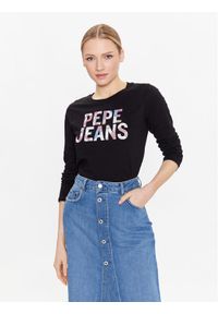 Pepe Jeans T-Shirt Luna PL505394 Czarny Regular Fit. Kolor: czarny