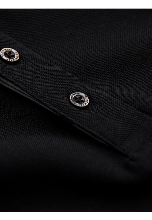 Ombre Clothing - Bawełniana męska koszulka polo z kontrastowymi wykończeniami – czarna V8 OM-POSS-0113 - XXL. Okazja: na co dzień. Typ kołnierza: polo. Kolor: czarny. Materiał: bawełna. Wzór: haft. Styl: casual
