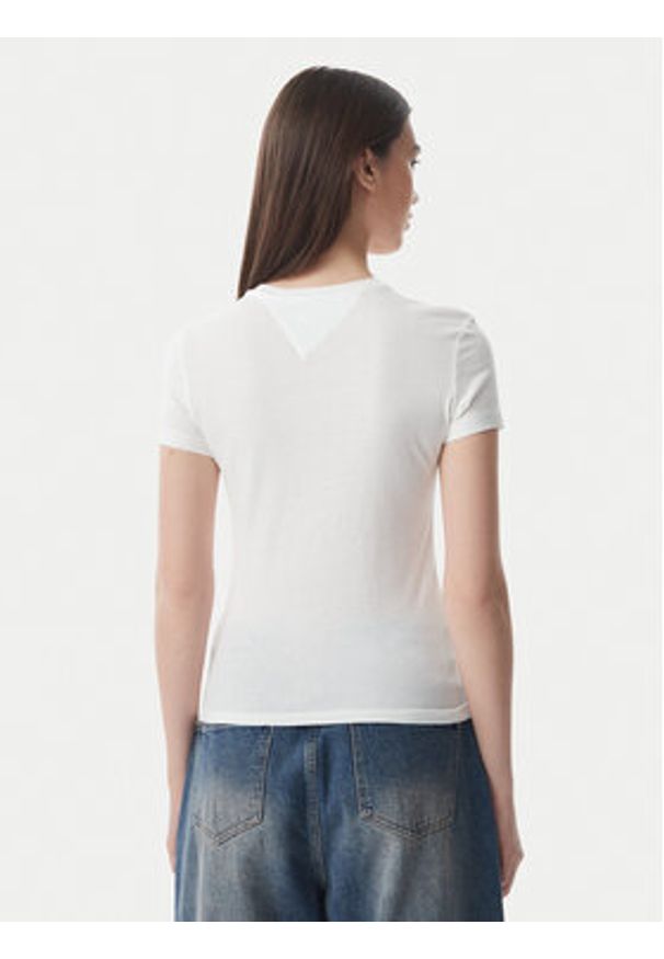 Tommy Jeans T-Shirt Ess Logo DW0DW23479 Biały Slim Fit. Kolor: biały. Materiał: bawełna