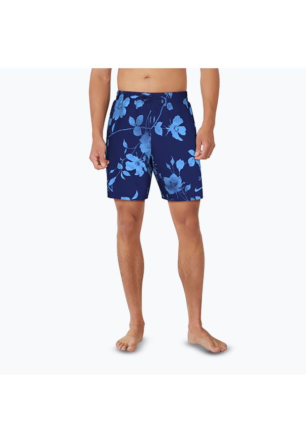 Szorty kąpielowe męskie Nike Fine Floral 7" Volley. Kolor: niebieski