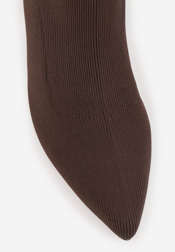 Born2be - Brązowe Botki Vices na Obcasie z Elastyczną Cholewką Falienne. Kolor: brązowy. Szerokość cholewki: normalna. Obcas: na obcasie. Styl: elegancki. Wysokość obcasa: średni