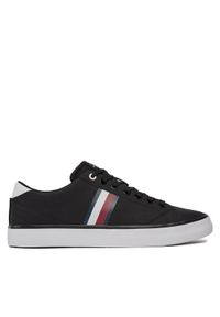 TOMMY HILFIGER - Tommy Hilfiger Sneakersy Th Hi Vulc Low Stripes Mesh FM0FM04946 Czarny. Kolor: czarny. Materiał: materiał