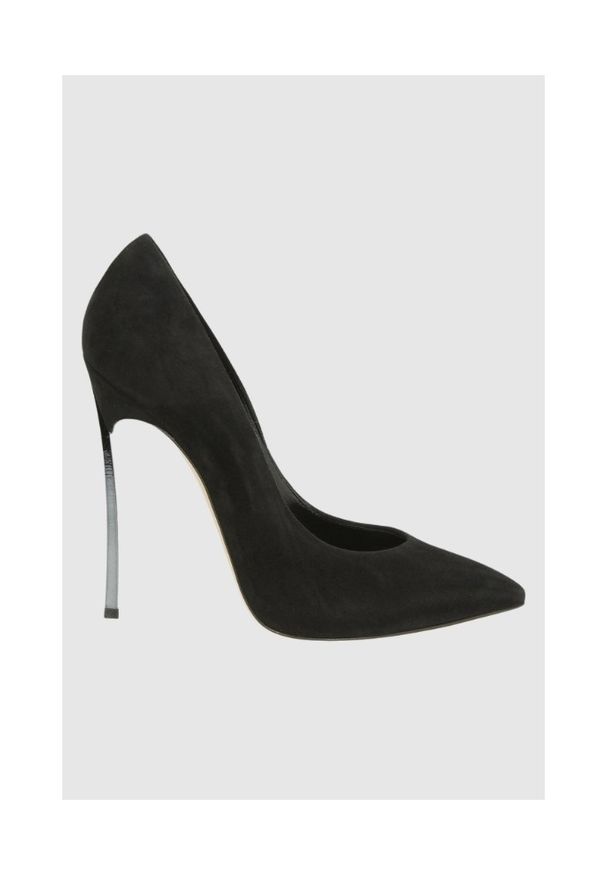 Casadei - CASADEI Czarne damskie szpilki Pump Blade zamszowe, Rozmiar 39. Nosek buta: szpiczasty. Kolor: czarny. Materiał: zamsz. Obcas: na szpilce. Wysokość obcasa: średni