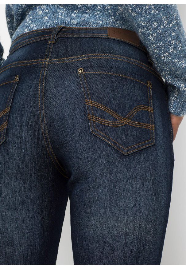 bonprix - Dżinsy Mom mid waist, komfort-stretch. Okazja: na co dzień. Kolor: niebieski. Styl: casual