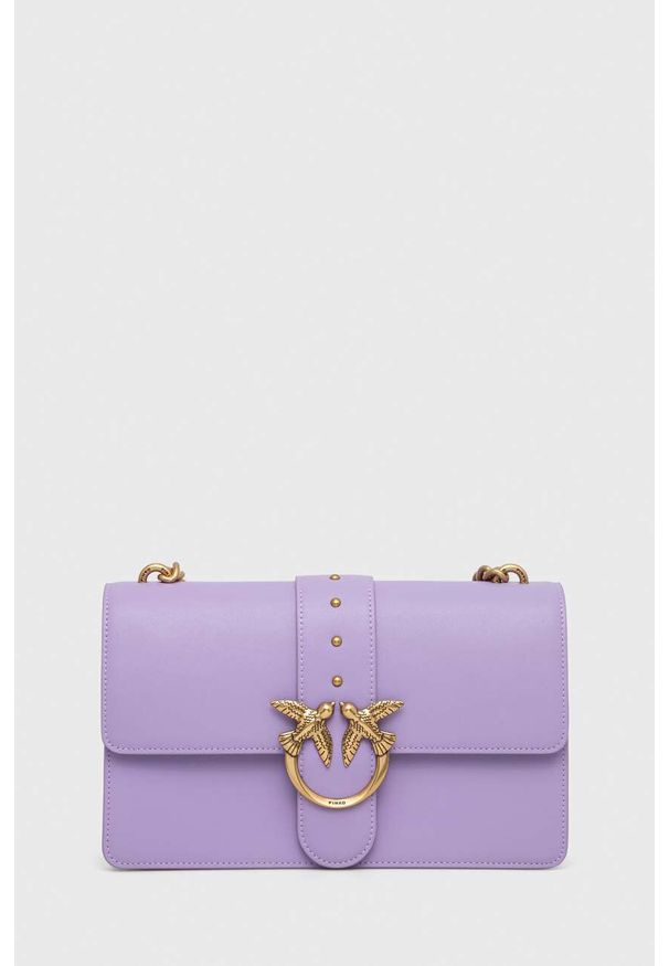 Pinko torebka skórzana kolor fioletowy. Kolor: fioletowy. Materiał: skórzane
