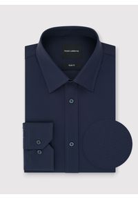 Pako Lorente - PAKO LORENTE – Granatowa koszula męska. Typ kołnierza: kołnierzyk klasyczny. Kolor: niebieski. Materiał: elastan, nylon. Długość rękawa: długi rękaw. Długość: długie. Styl: klasyczny #3