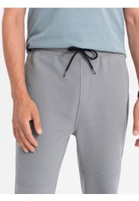 Ombre Clothing - Spodnie dresowe męskie z tkaniny ottoman - szare V5 OM-PASK-0129 - XXL. Kolor: szary. Materiał: dresówka, tkanina. Styl: sportowy #5