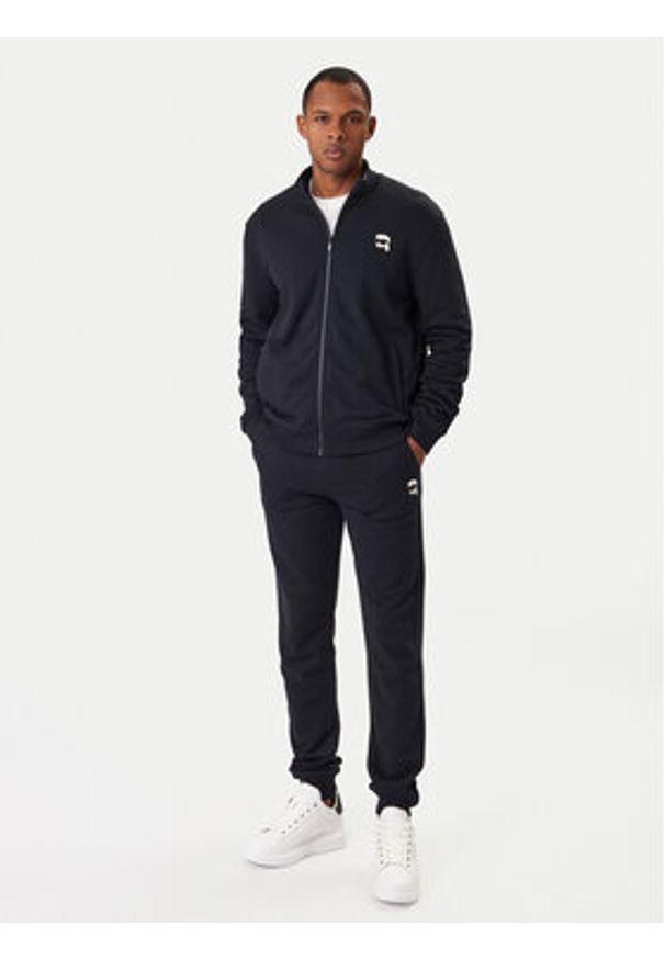 Karl Lagerfeld - KARL LAGERFELD Bluza 705712 561900 Granatowy Regular Fit. Typ kołnierza: dekolt w karo. Kolor: niebieski. Materiał: bawełna