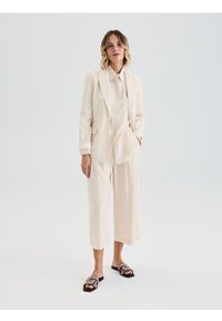 Reserved - Marynarka z lnem - beżowy. Kolor: beżowy. Materiał: len