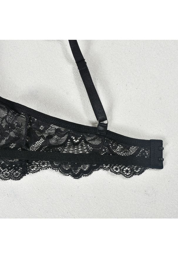 Intica - Komplet bielizny tiulowej z koronką na wyjątkowe okazje Alise. Kolor: czarny. Materiał: tiul, koronka. Wzór: koronka