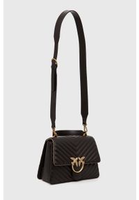 Pinko torebka skórzana kolor brązowy. Kolor: brązowy. Materiał: skórzane. Rodzaj torebki: na ramię #4