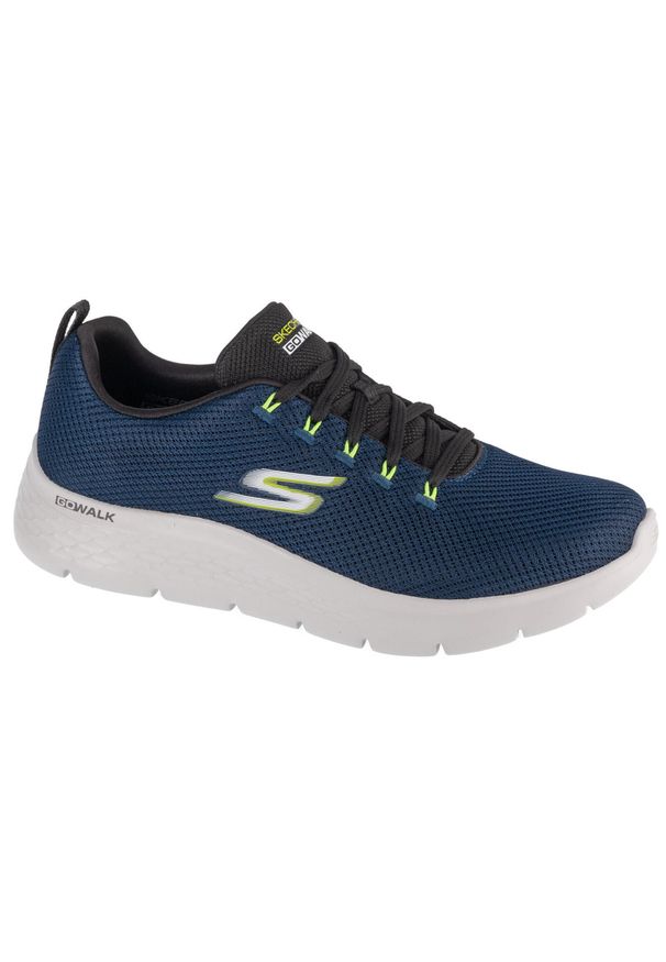 skechers - Buty do chodzenia męskie Skechers Go Walk Flex Vespid. Kolor: niebieski. Materiał: materiał, syntetyk. Szerokość cholewki: normalna. Sport: turystyka piesza