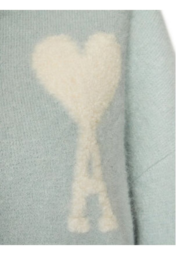 AMI PARIS Sweter UKS025.KN0032 Błękitny Regular Fit. Kolor: niebieski. Materiał: wełna