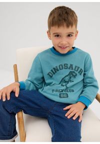 bonprix - Bluza z miekkiej mieszanki bawełny. Kolor: niebieski. Materiał: bawełna. Wzór: nadruk #3