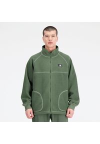 Bluza męska New Balance MJ33503DON – zielona. Kolor: zielony. Materiał: dresówka, polar, poliester