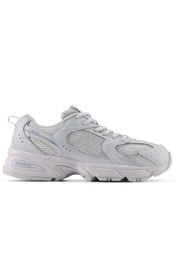 Buty dziecięce New Balance GR530TBA - szare. Okazja: na co dzień. Kolor: szary. Materiał: materiał, syntetyk, guma. Szerokość cholewki: normalna