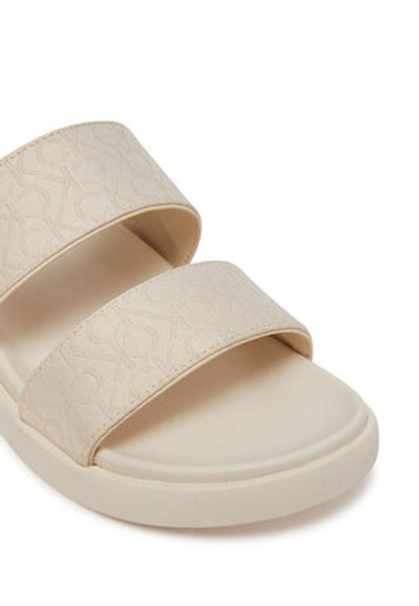 Calvin Klein Klapki Flat Slide Jacq HW0HW02486 Écru. Kolor: kremowy. Materiał: materiał