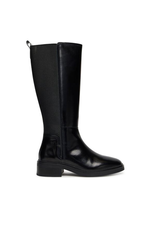 TOMMY HILFIGER - Tommy Hilfiger Kozaki Th Minimal Abrasivato Long Boot FW0FW08979 Czarny. Kolor: czarny. Materiał: skóra