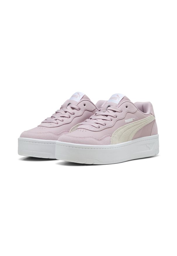 Puma - Damskie sneakersy Court Lally Skye z zamszu PUMA. Kolor: biały, różowy, wielokolorowy. Materiał: zamsz. Sport: turystyka piesza, tenis