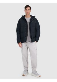 4f - 4F Kurtka puchowa z wypełnieniem syntetycznym męska - czarna S. Okazja: na co dzień. Typ kołnierza: kaptur. Kolor: czarny. Materiał: puch, syntetyk. Wzór: gładki. Sezon: zima. Styl: casual, klasyczny #2