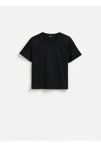 Reserved - T-shirt z bawełny merceryzowanej - czarny. Kolor: czarny. Materiał: bawełna #1