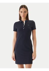 GANT - Gant Sukienka codzienna 4201468 Granatowy Slim Fit. Okazja: na co dzień. Kolor: niebieski. Materiał: bawełna. Typ sukienki: proste. Styl: casual #1