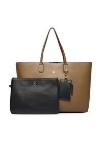 TOMMY HILFIGER - Tommy Hilfiger Torebka Th Icon Tote AW0AW18173 Brązowy. Kolor: brązowy. Materiał: skórzane #7
