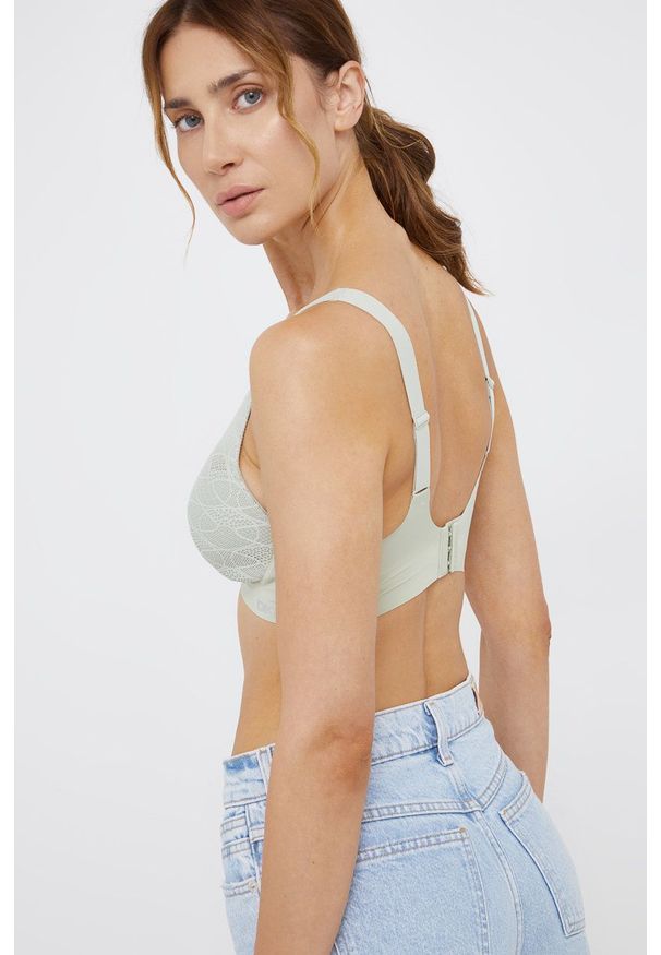 DKNY - Dkny - Biustonosz. Kolor: zielony. Materiał: koronka. Rodzaj stanika: odpinane ramiączka, wyciągane miseczki