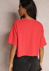 Renee - Czerwony Krótki T-shirt Oversize z Krótkim Rękawem Tiloyea. Kolor: czerwony. Długość rękawa: krótki rękaw. Długość: krótkie. Wzór: gładki #5