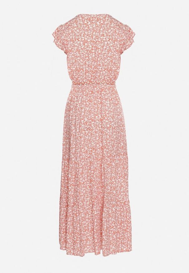 Born2be - Różowa Sukienka Cadulenn. Typ kołnierza: kołnierz z falbankami. Kolor: różowy. Materiał: tkanina. Długość rękawa: krótki rękaw. Wzór: nadruk, aplikacja, kwiaty. Styl: boho. Długość: maxi