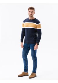 Ombre Clothing - Sweter męski - granatowy V3 E190 - XL. Kolor: niebieski. Materiał: jeans, bawełna. Styl: klasyczny #6
