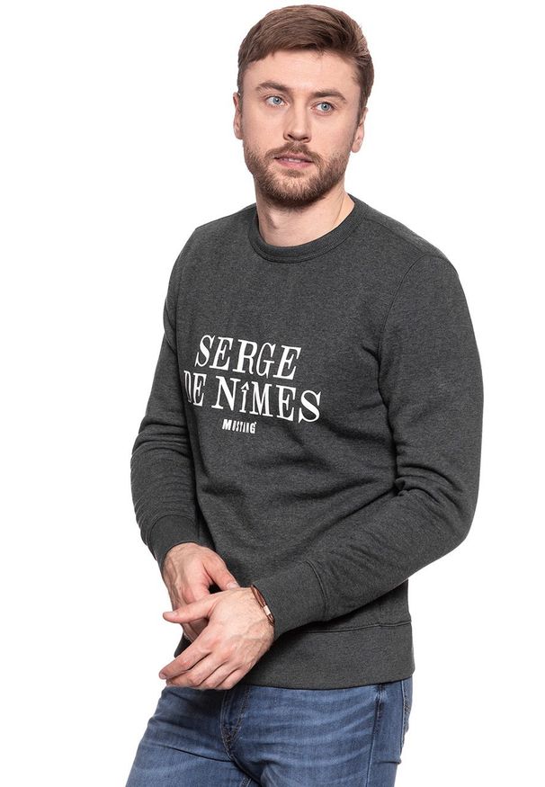 Mustang - MUSTANG BLUZA Rubberprint Sweat ANTHRA MELANGE 1006373 4151. Wzór: melanż, nadruk