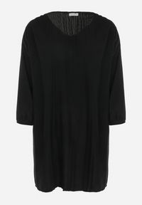 Born2be - Czarna Rozkloszowana Sukienka Mini z Plisowaniem Telesi. Kolekcja: plus size. Kolor: czarny. Długość rękawa: długi rękaw. Typ sukienki: dla puszystych. Długość: mini