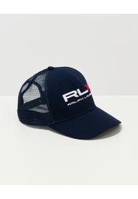 Ralph Lauren - RALPH LAUREN - Granatowa czapka z daszkiem RLX. Kolor: niebieski. Materiał: tkanina. Wzór: napisy