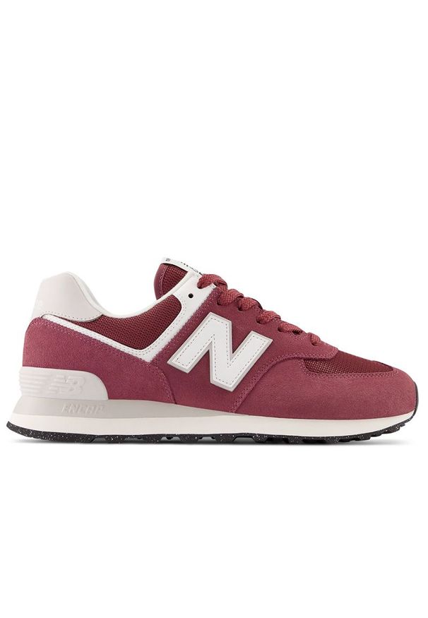 Buty New Balance U574MR2 - bordowe. Kolor: czerwony. Materiał: guma, skóra, zamsz, materiał, syntetyk. Szerokość cholewki: normalna. Model: New Balance 574