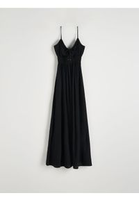 Reserved - Sukienka z wiskozy - czarny. Kolor: czarny. Materiał: wiskoza. Typ sukienki: proste