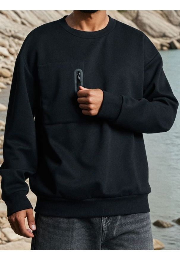 Sinsay - Bluza crewneck - czarny. Kolor: czarny