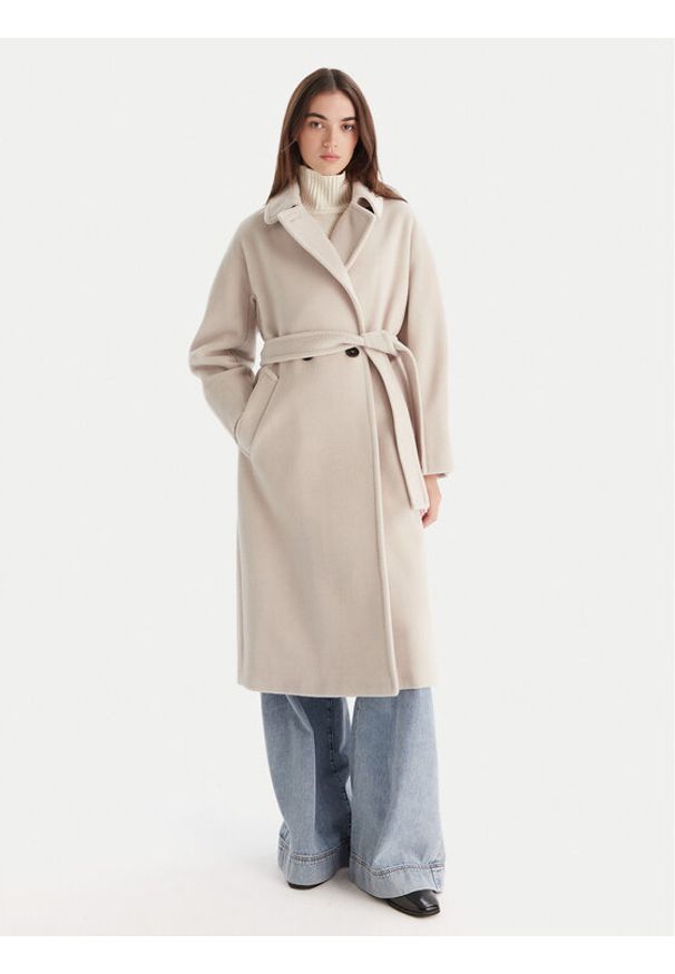 Marella Płaszcz wełniany English 2523016142 Szary Regular Fit. Kolor: szary. Materiał: wełna