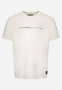 Born2be - Jasnobeżowa Koszulka T-shirt z Bawełny z Ozdobnym Nadrukiem Daphileia. Okazja: na co dzień. Kolor: beżowy. Materiał: bawełna. Długość: krótkie. Wzór: nadruk. Styl: casual #8