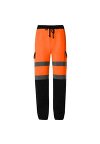 YOKO - Męskie Spodnie Dresowe HiVis. Kolor: pomarańczowy, wielokolorowy, niebieski. Materiał: dresówka