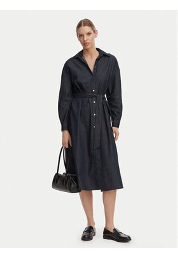 Armani Exchange Sukienka koszulowa XW001794 AF21337 MB001 Granatowy Regular Fit. Kolor: niebieski. Materiał: bawełna. Typ sukienki: koszulowe