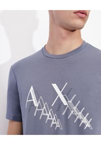 Armani Exchange - ARMANI EXCHANGE - Bawełniany T-shirt z logo. Okazja: na co dzień. Kolor: szary. Materiał: bawełna. Wzór: nadruk. Sezon: wiosna. Styl: klasyczny, casual, elegancki #2